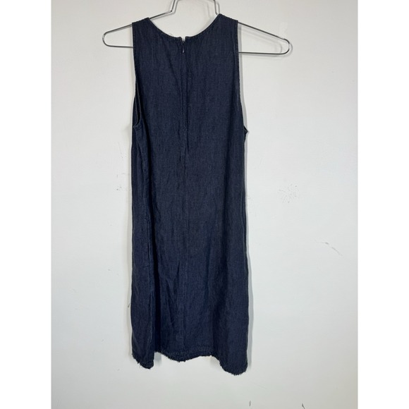 Garnet Hill Linen Sleeveless A Line Dress Raw Hem Pockets Women's 4 Minimalist - Picture 3 of 12